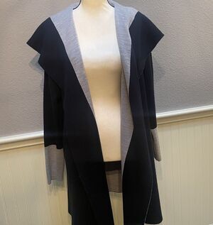 Oriana Made in Italy Colorblock Open Cardigan Duster Sweater Coat Quiet Luxury